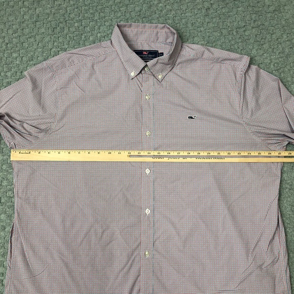 Vineyard Vines Shirt Mens XXL Blue Red White Check Button Up Whale Shirt Preppy - Picture 7 of 11